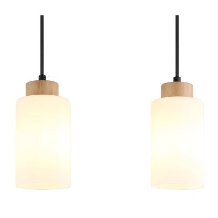 Globo - Suspension sur câble 3xE27/60W/230V chêne/blanc