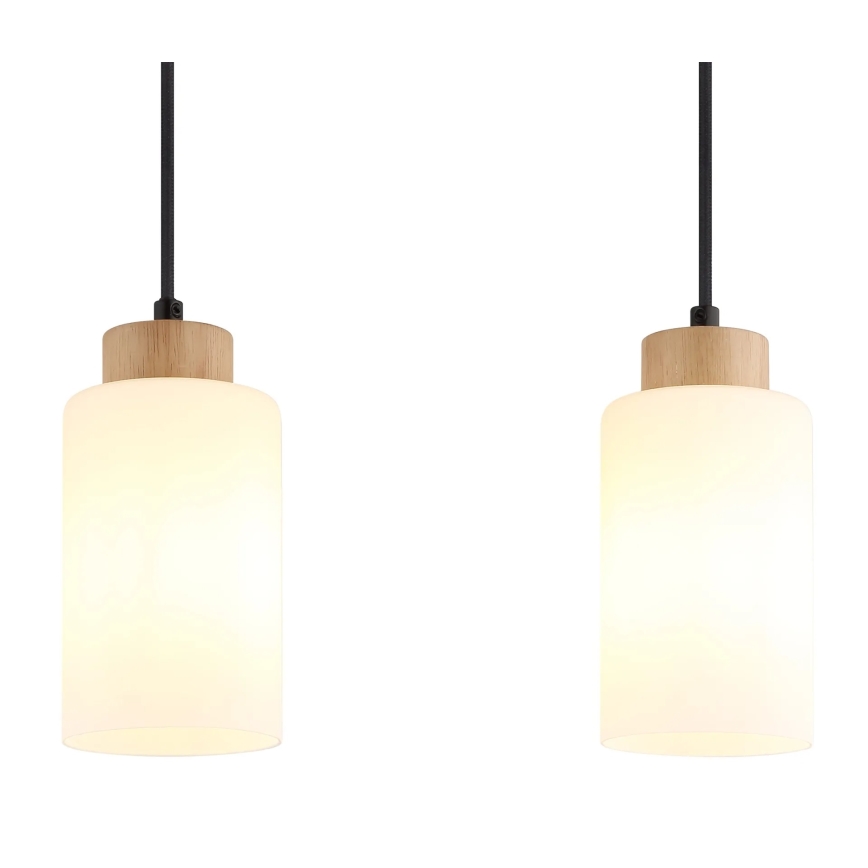 Globo - Suspension sur câble 3xE27/60W/230V chêne/blanc
