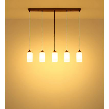 Globo - Suspension sur câble 5xE27/60W/230V beige/blanc