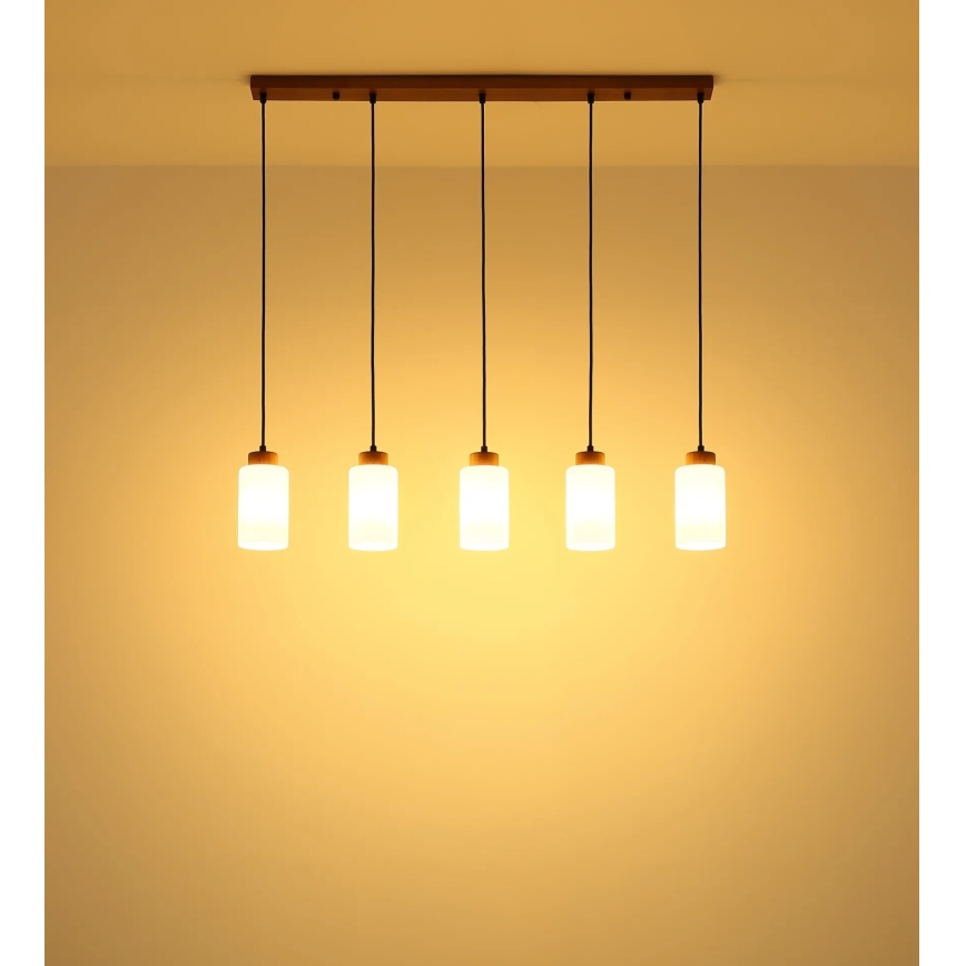 Globo - Suspension sur câble 5xE27/60W/230V beige/blanc