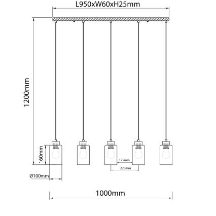 Globo - Suspension sur câble 5xE27/60W/230V beige/blanc