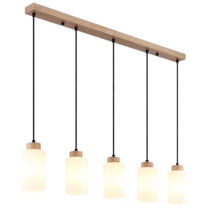 Globo - Suspension sur câble 5xE27/60W/230V chêne/blanc