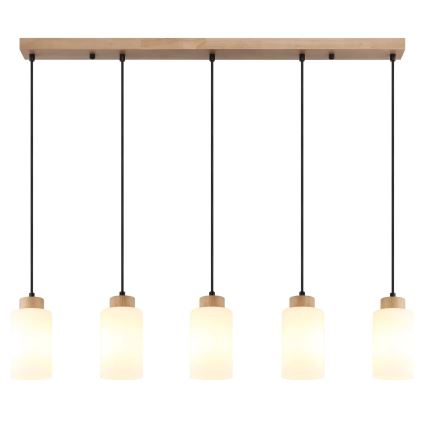 Globo - Suspension sur câble 5xE27/60W/230V chêne/blanc