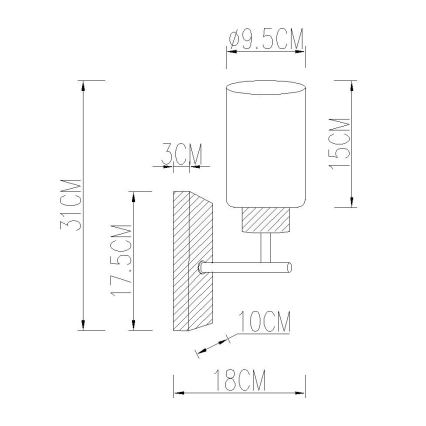 Globo - Applique murale 1xE27/60W/230V chêne/blanc
