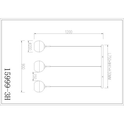Globo - Suspension sur câble 3xE27/60W/230V