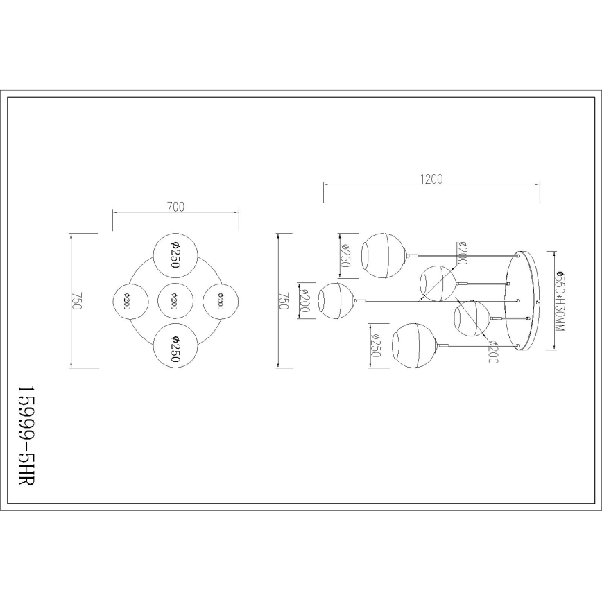 Globo - Lustre sur câble 5xE27/60W/230V