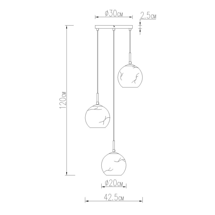 Globo - Suspension sur câble 3xE27/60W/230V Ø 42,5 cm