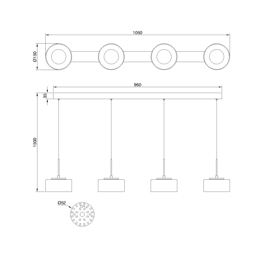 Globo - Suspension sur câble LED/24W/230V noir/fumé