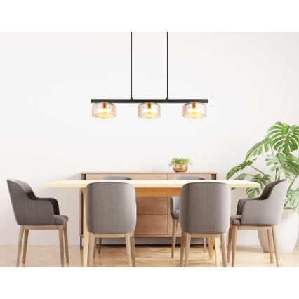 Globo - Suspension filaire 3xGX53/6W/230V fumé/marron