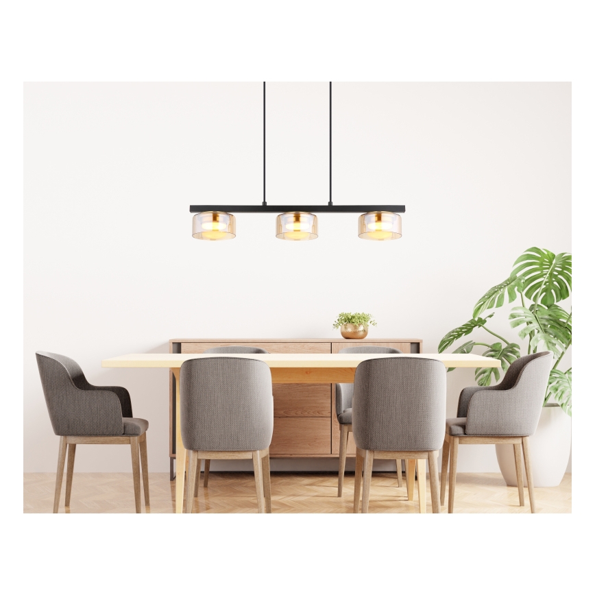 Globo - Suspension filaire 3xGX53/6W/230V fumé/marron