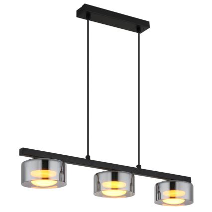 Globo - Suspension filaire 3xGX53/6W/230V fumé/noir