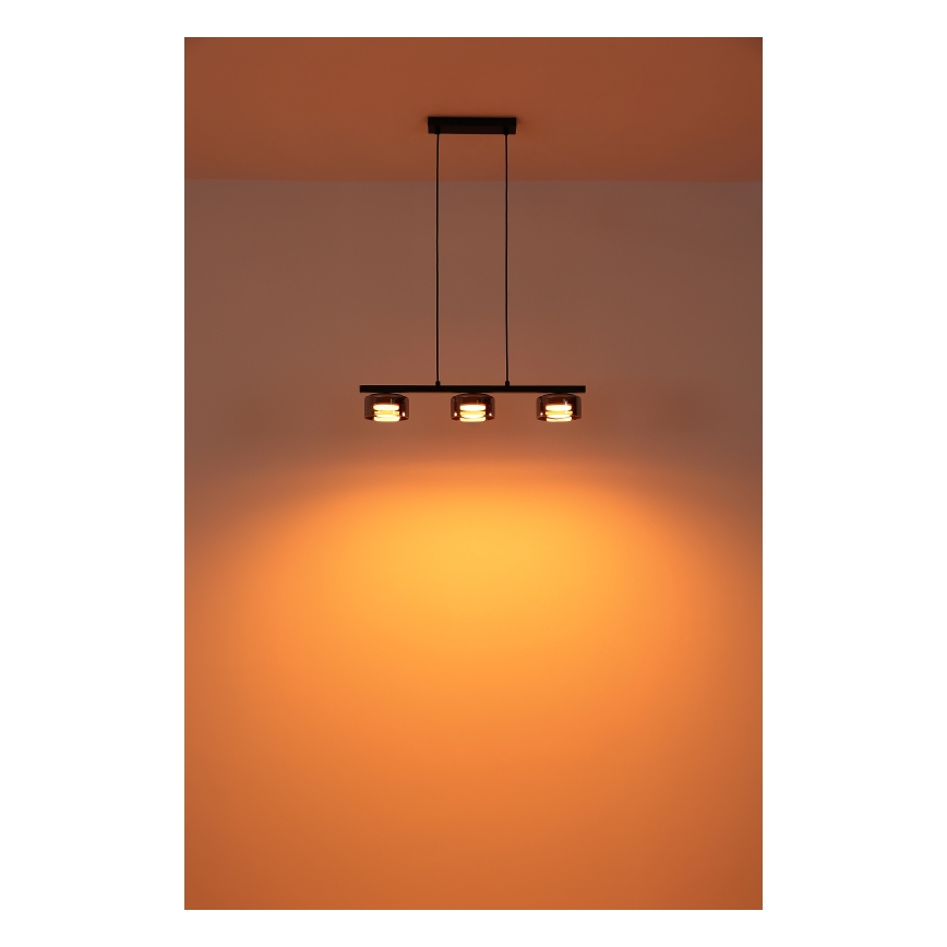Globo - Suspension filaire 3xGX53/6W/230V fumé/noir