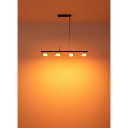 Globo - Suspension filaire LED 4xGX53/6W/230V fumé/marron