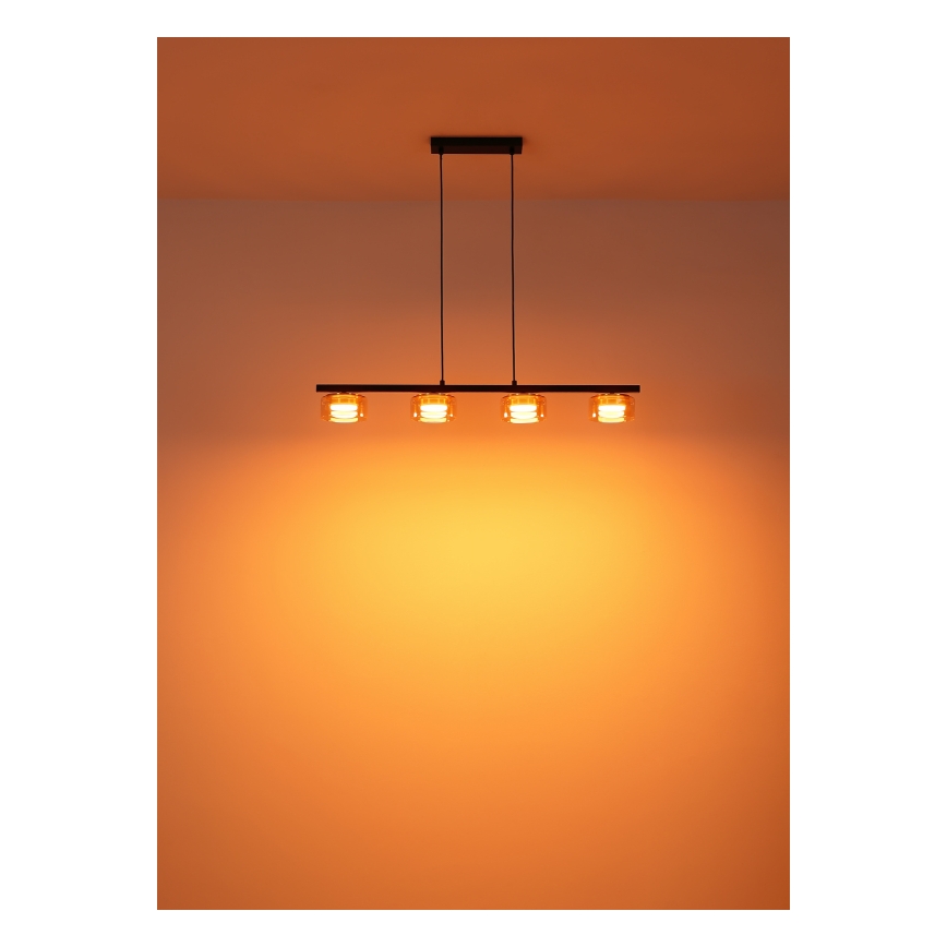 Globo - Suspension filaire LED 4xGX53/6W/230V fumé/marron