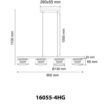 Globo - Suspension filaire LED 4xGX53/6W/230V fumé/marron