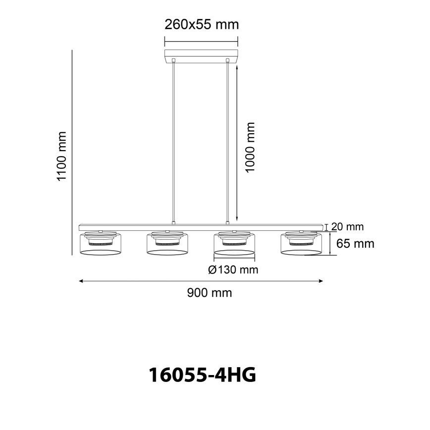 Globo - Suspension filaire LED 4xGX53/6W/230V fumé/marron