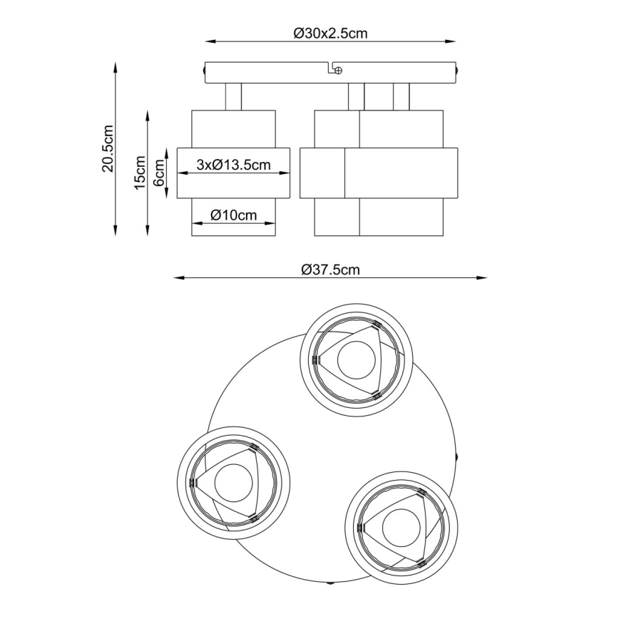 Globo - Plafonnier 3xE27/40W/230V en travertin