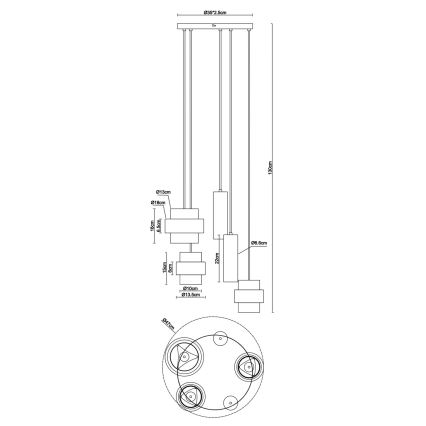 Globo - Suspension sur câble 3xE27/40W/230V + 2xGU10/10W