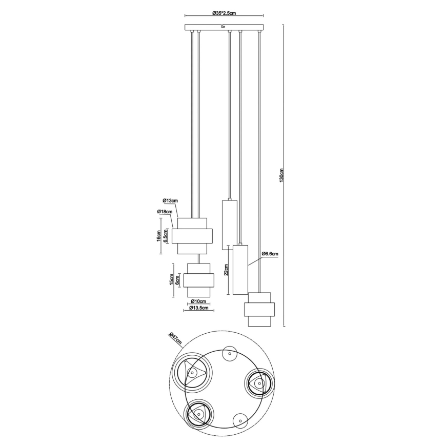 Globo - Suspension sur câble 3xE27/40W/230V + 2xGU10/10W