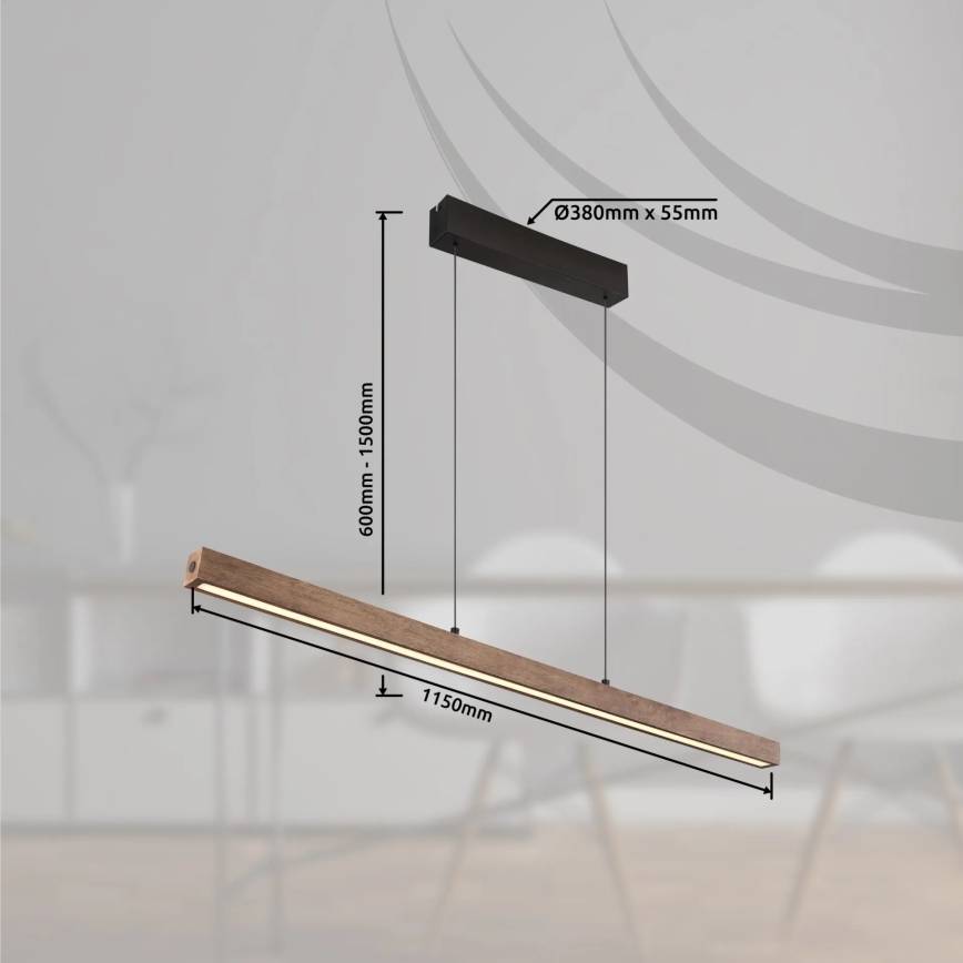 Globo - Lustre LED dimmable à commande tactile sur câble LED/24W/230V + LED/3W 3000K marron