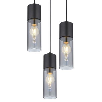 Globo - Suspension filaire 3xE27/25W/230V d. 30 cm noir