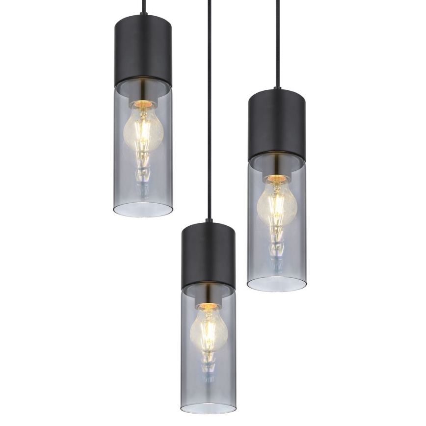 Globo - Suspension filaire 3xE27/25W/230V d. 30 cm noir