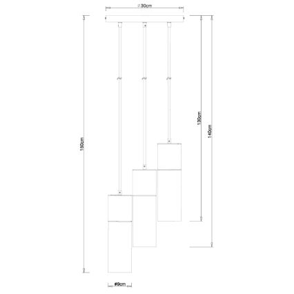 Globo - Suspension filaire 3xE27/25W/230V d. 30 cm noir