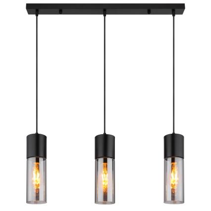 Globo - Suspension sur câble 3xE27/25W/230V noire