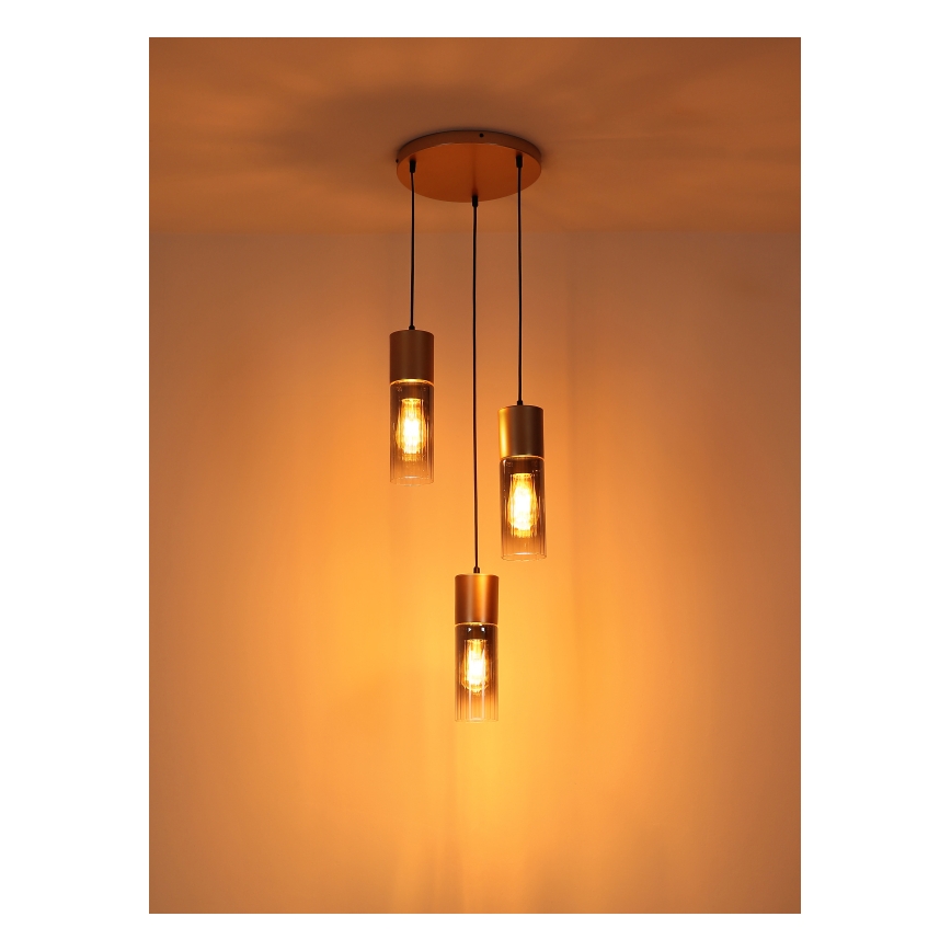 Globo - Suspension sur câble 3xE27/25W/230V bronze Ø 30 cm