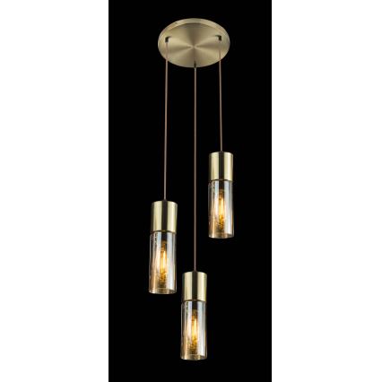 Globo - Suspension filaire 3xE27/25W/230V d. 30 cm laiton