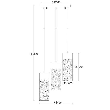 Globo - Suspension filaire 3xE27/40W/230V