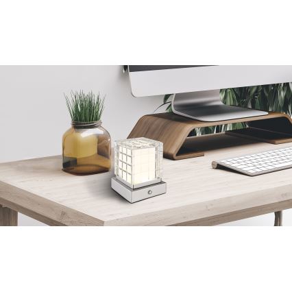 Globo - Lampe de table tactile à intensité variable LED/2,5W/3,7V 2700K/4000K/6500K 1800 mAh USB chrome mat