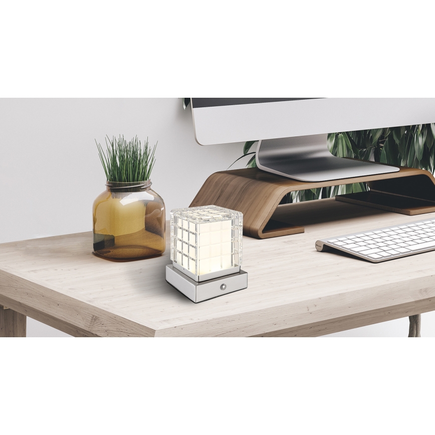 Globo - Lampe de table tactile à intensité variable LED/2,5W/3,7V 2700K/4000K/6500K 1800 mAh USB chrome mat