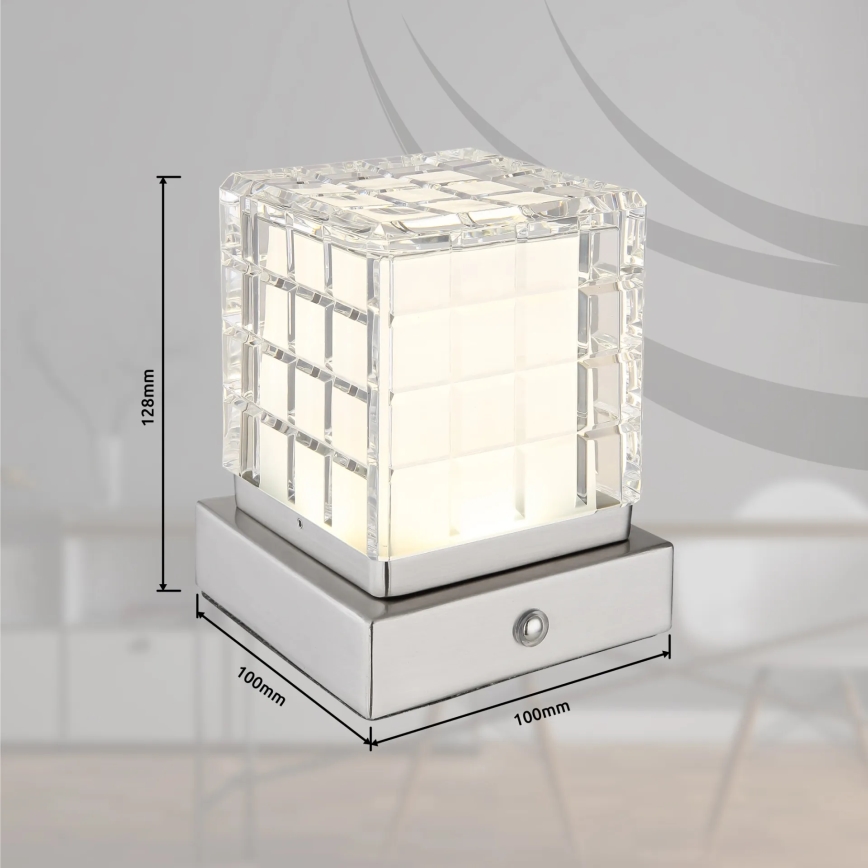 Globo - Lampe de table tactile à intensité variable LED/2,5W/3,7V 2700K/4000K/6500K 1800 mAh USB chrome mat