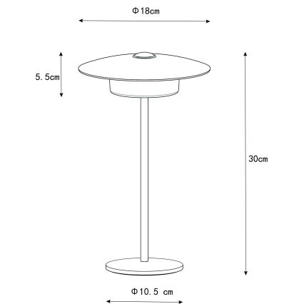 Globo - Lampe de table tactile d'extérieur rechargeable LED/3W/3,7V 1800/2700/3000K IP44 1800 mAh gris