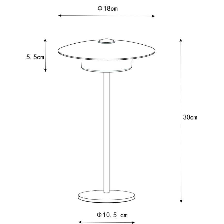 Globo - Lampe de table tactile d'extérieur rechargeable LED/3W/3,7V 1800/2700/3000K IP44 1800 mAh noir