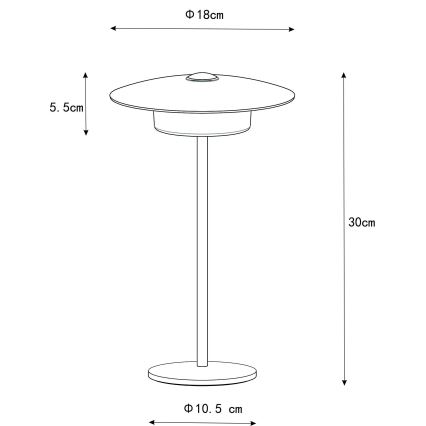 Globo - Lampe de table tactile d'extérieur rechargeable LED/3W/3,7V 1800/2700/3000K IP44 1800 mAh blanc