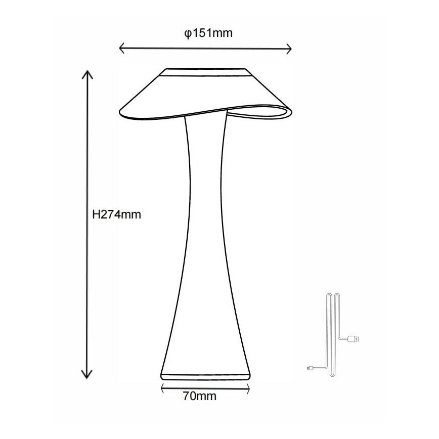 Globo - Lampe de table à intensité variable rechargeable LED/2,5W/3,7V 1200mAh 2700K/4500K/6500K doré