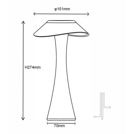 Globo - Lampe de table à intensité variable rechargeable LED/2,5W/3,7V 1200mAh 2700K/4500K/6500K noir