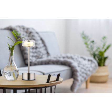 Globo - Lampe de table tactile rechargeable et à intensité variable LED/2,5W/3,7V 2700/4000/6500K 1800mAh chrome mat