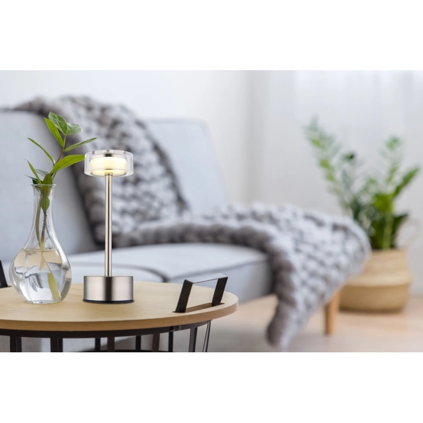 Globo - Lampe de table tactile rechargeable et à intensité variable LED/2,5W/3,7V 2700/4000/6500K 1800mAh chrome mat