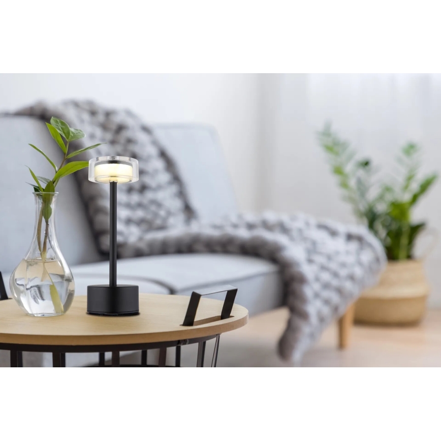 Globo - Lampe de table tactile rechargeable et à intensité variable LED/2,5W/3,7V 2700/4000/6500K 1800mAh noir