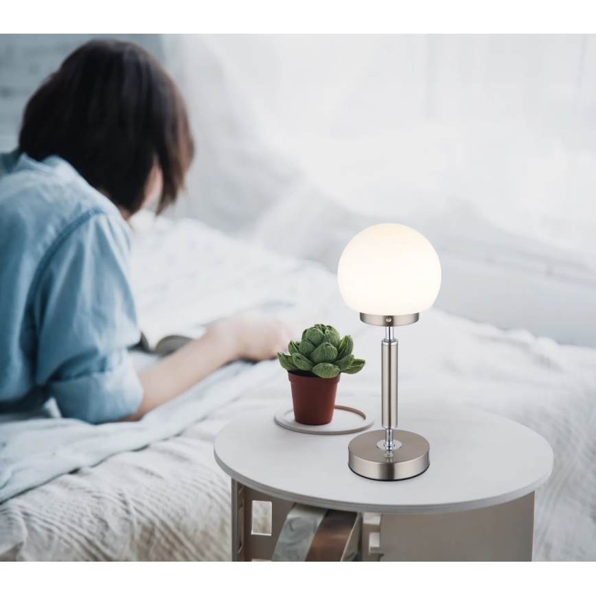 Globo - Lampe de table tactile rechargeable et à intensité variable LED/2,5W/5V 1800mAh 2700/4000/6500K chrome mat