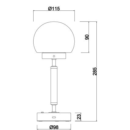 Globo - Lampe de table tactile rechargeable et à intensité variable LED/2,5W/5V 1800mAh 2700/4000/6500K chrome mat