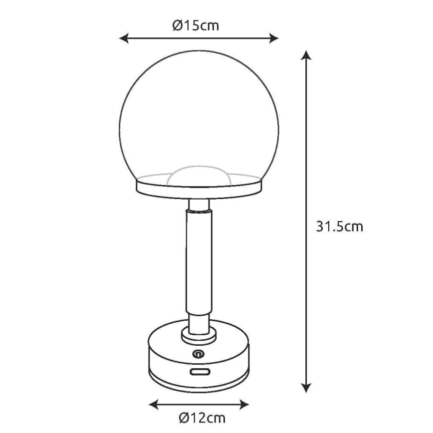 Globo - Lampe de table tactile rechargeable et à intensité variable LED/2,5W/5V 1800mAh 2700/4000/6500K noir