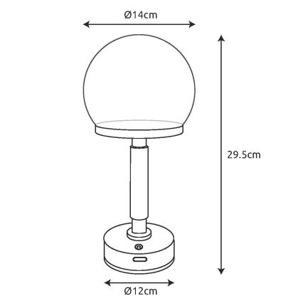 Globo - Lampe de table tactile rechargeable et à intensité variable LED/2,5W/5V 1800mAh 2800K argent