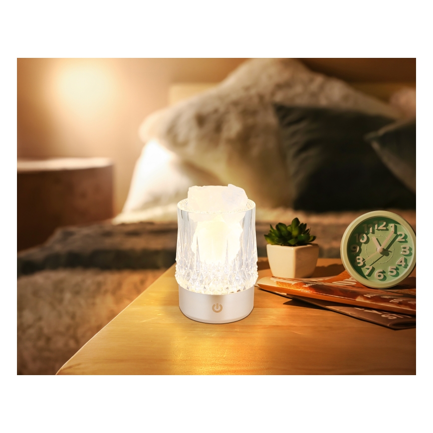 Globo - Lampe de table tactile dimmable à LED, 1W/5V, 3000K, 1200 mAh, argent