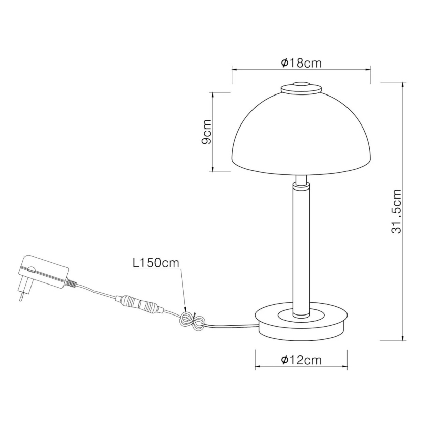 Globo - Lampe de table tactile à LED dimmable, 7 W, 230 V, 3000 K, chrome mat