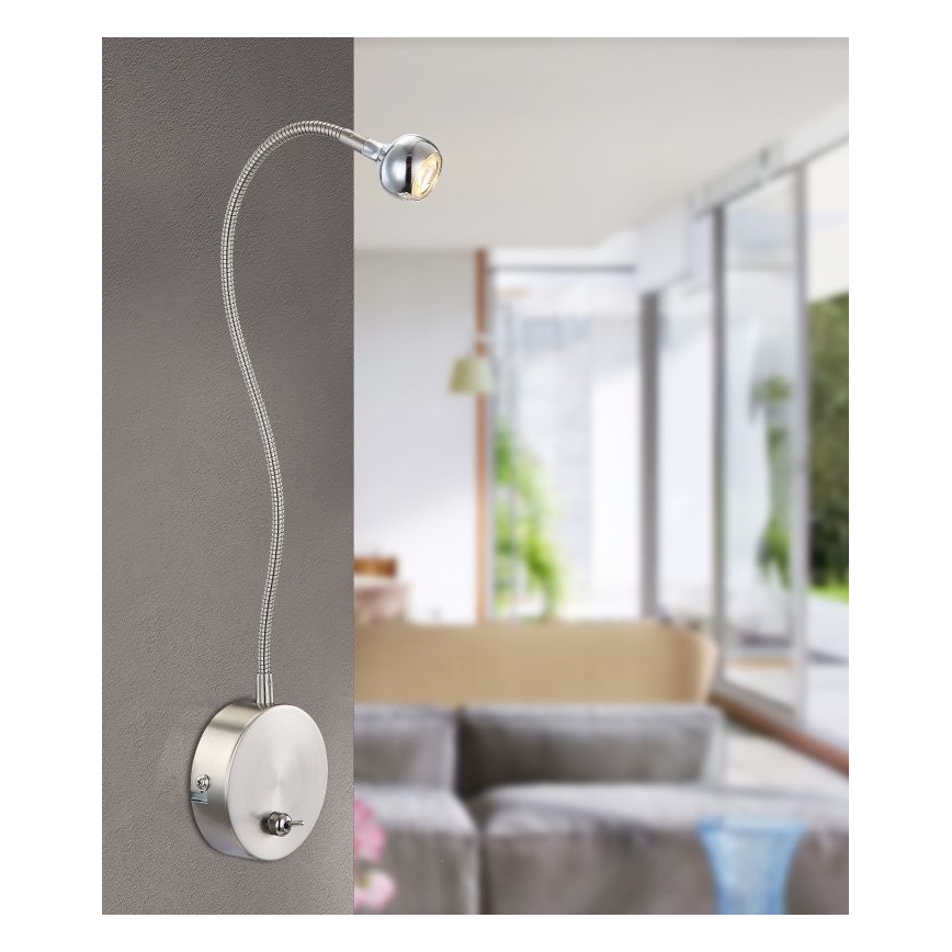 Globo - Lampe flexible à LED 3W/230V, chrome brillant