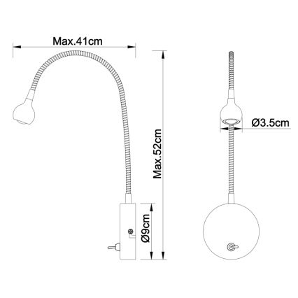 Globo 24109W - Petite lampe flexible SERPENT 1xLED/3W/230V